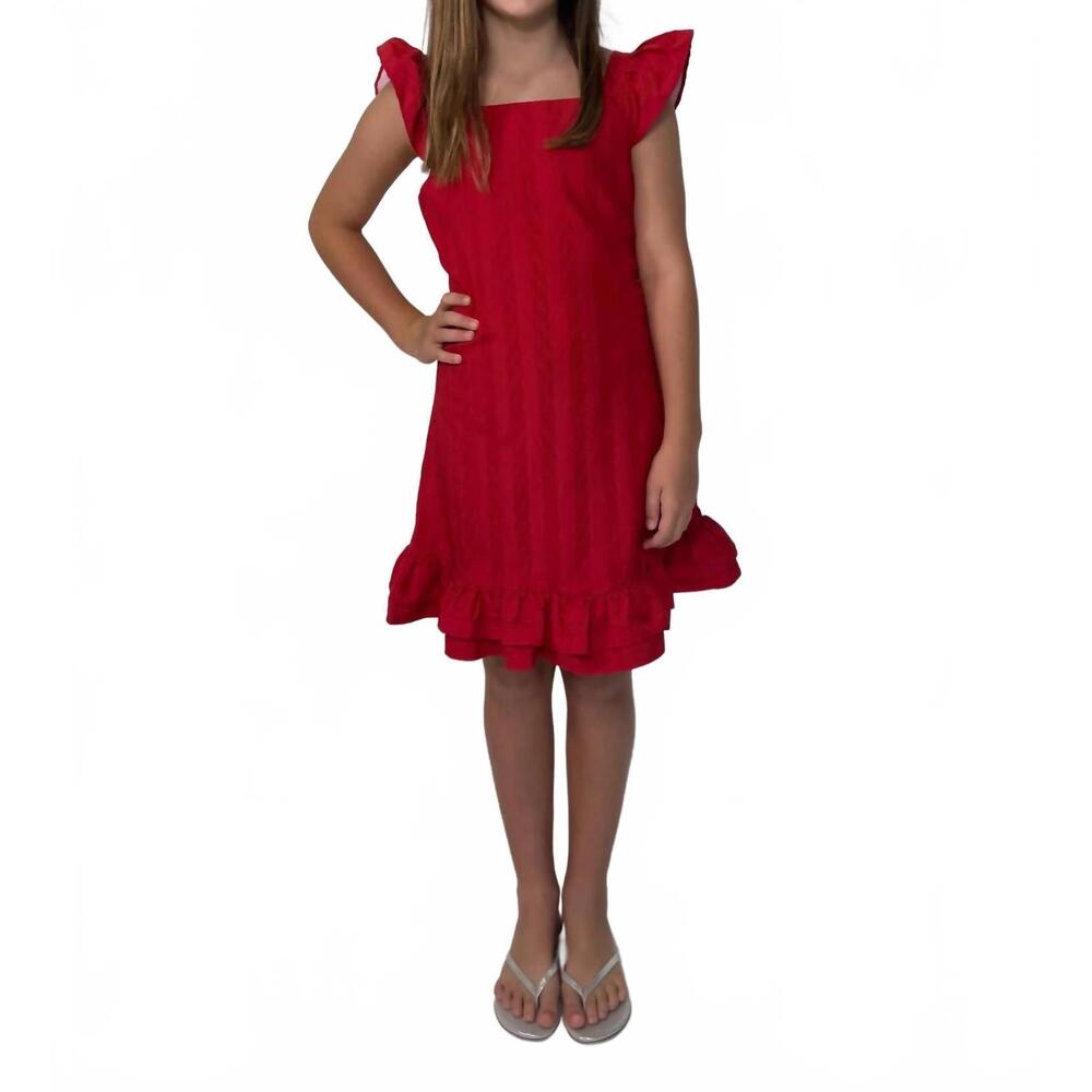 NEW LITTLE OLIN girls ruffle dress in red